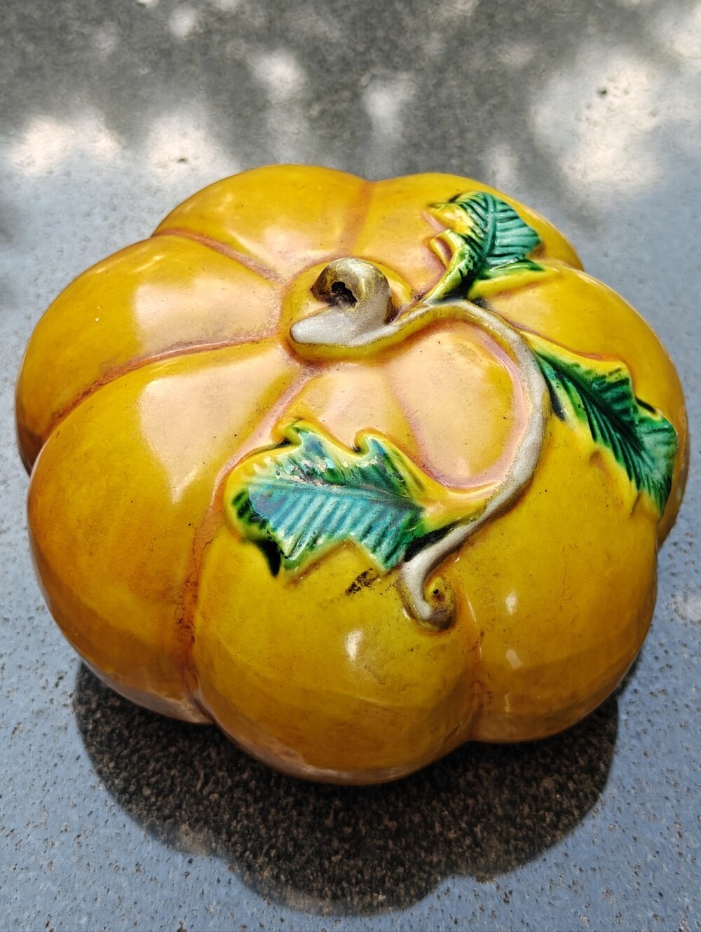 Antique Chinese gourd pumpkin altar fruit figurine